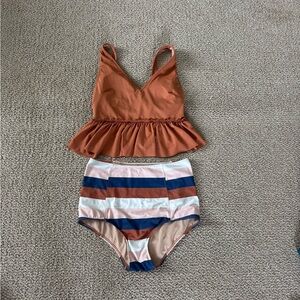 Kortni Jeane Rust and Striped Bikini Set